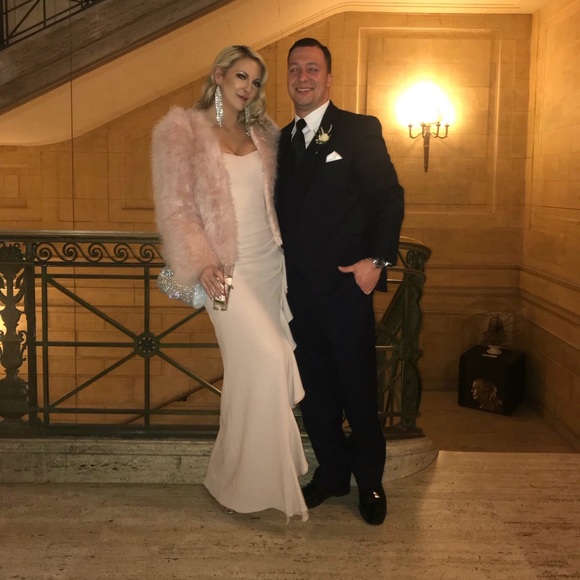 BLUSH strapless draped BADGLEY MISCHKA gown - Picture 6 of 6